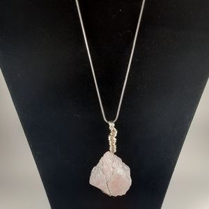 Handmade Wire Wrap Rose Quartz Crystal